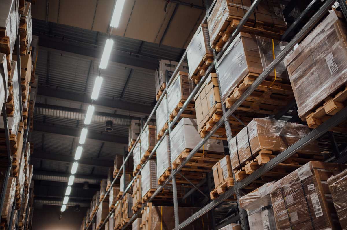 Stack of boxes in a warehouse